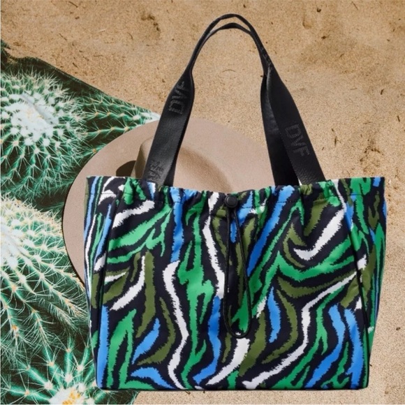 DVF Disco Zebra Green Tote Bag - Picture 7 of 11